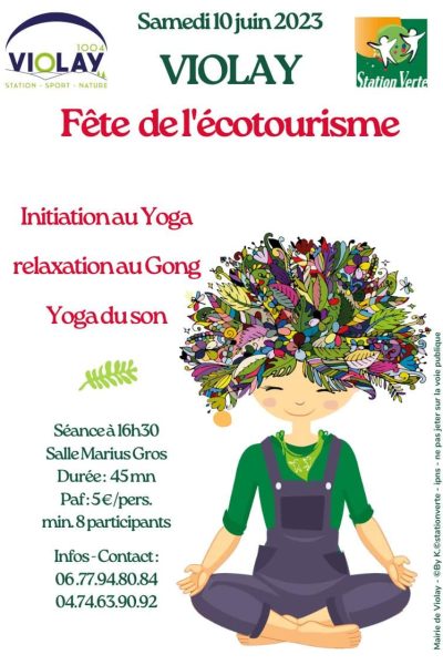 Inititiation au yoga du son avec un GONG à la fête de l'écotourisme de Violay samedi 10 juin 2023 : respirez ! Vous êtes en ZEN ALTITUDE !